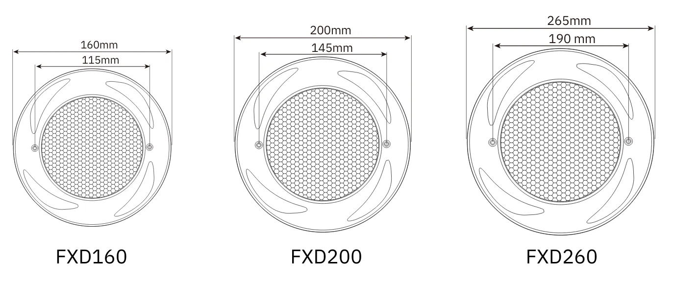 FXD Underwater Light Series Dimensions